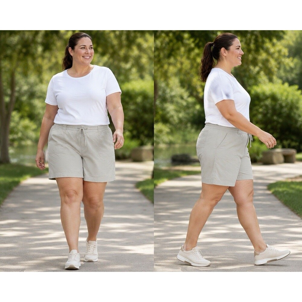 Talbots Woman Petites Shorts 24W Beige Khaki Stretch Cotton 6 in Inseam